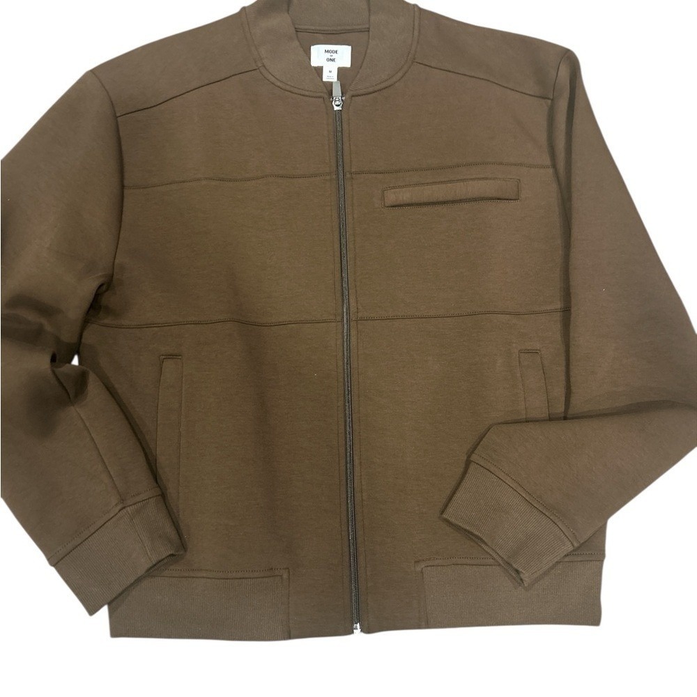 Mode of One Mens Dark Walnut Fleece Wall Bomber Jacket Brown Medium 100188278MN